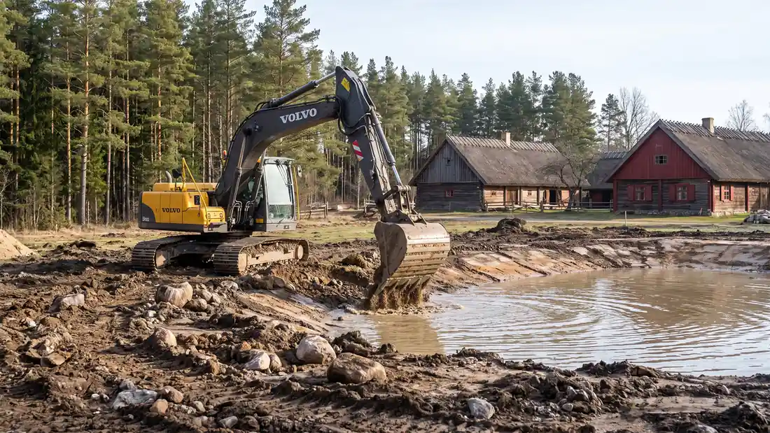 Dīķu izrakšana un tīrīšana – cenas un pakalpojuma pieteikums | Mājas Vide